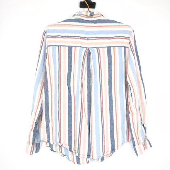 Anthropologie Maeve Chatham Striped Button Down Linen Blend Shirt - Size M - GUC - Picture 3 of 12